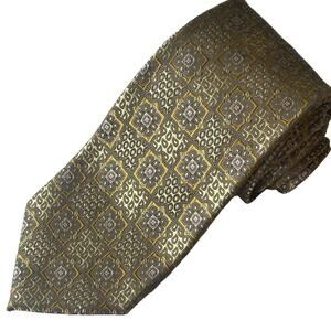 Ermenegildo Zegna Tie 100% Silk Made in Italy Gold & Silver Neck Tie 61"x3 1/2"